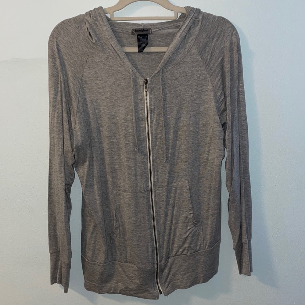 Lightweight Grey Zip Up Hoodie